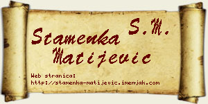 Stamenka Matijević vizit kartica